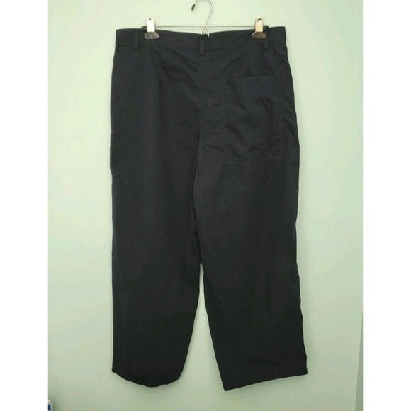 COS Pleated Barrel Leg Pants Womens 12 Navy Blue Cotton Baggy Loose Relaxed - Picture 4 of 8